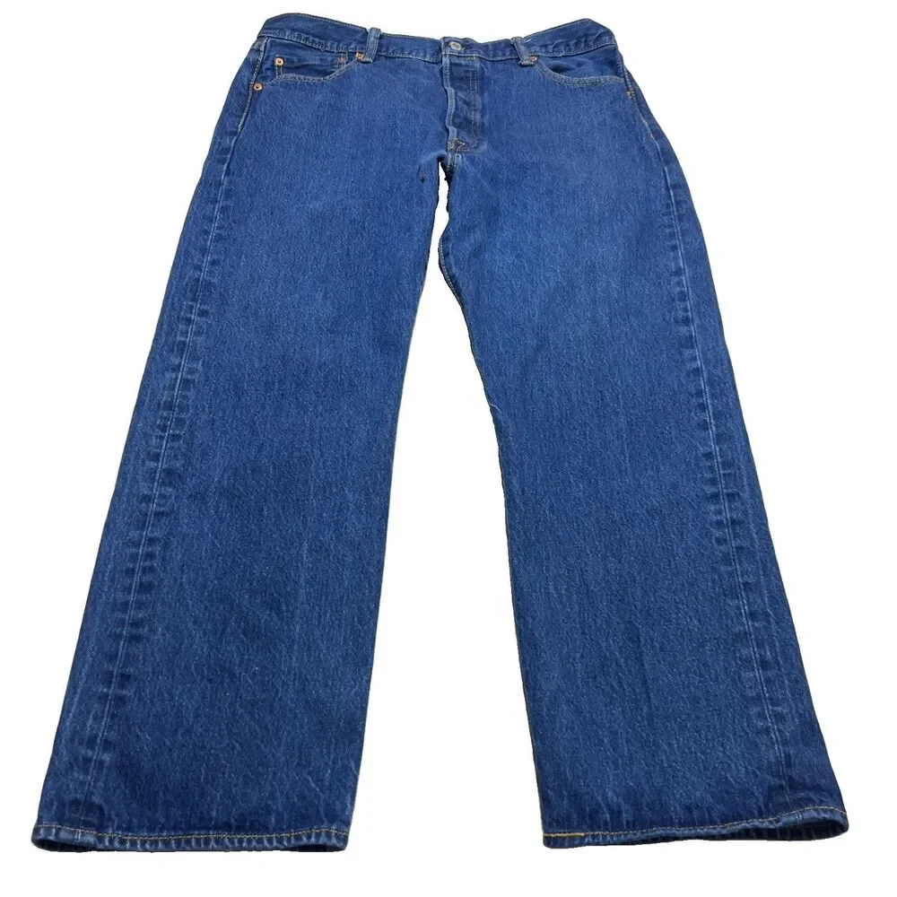 Levis 501 Jeans Mens 38x30 Blue Denim Straight Leg Button Fly Classic Fit